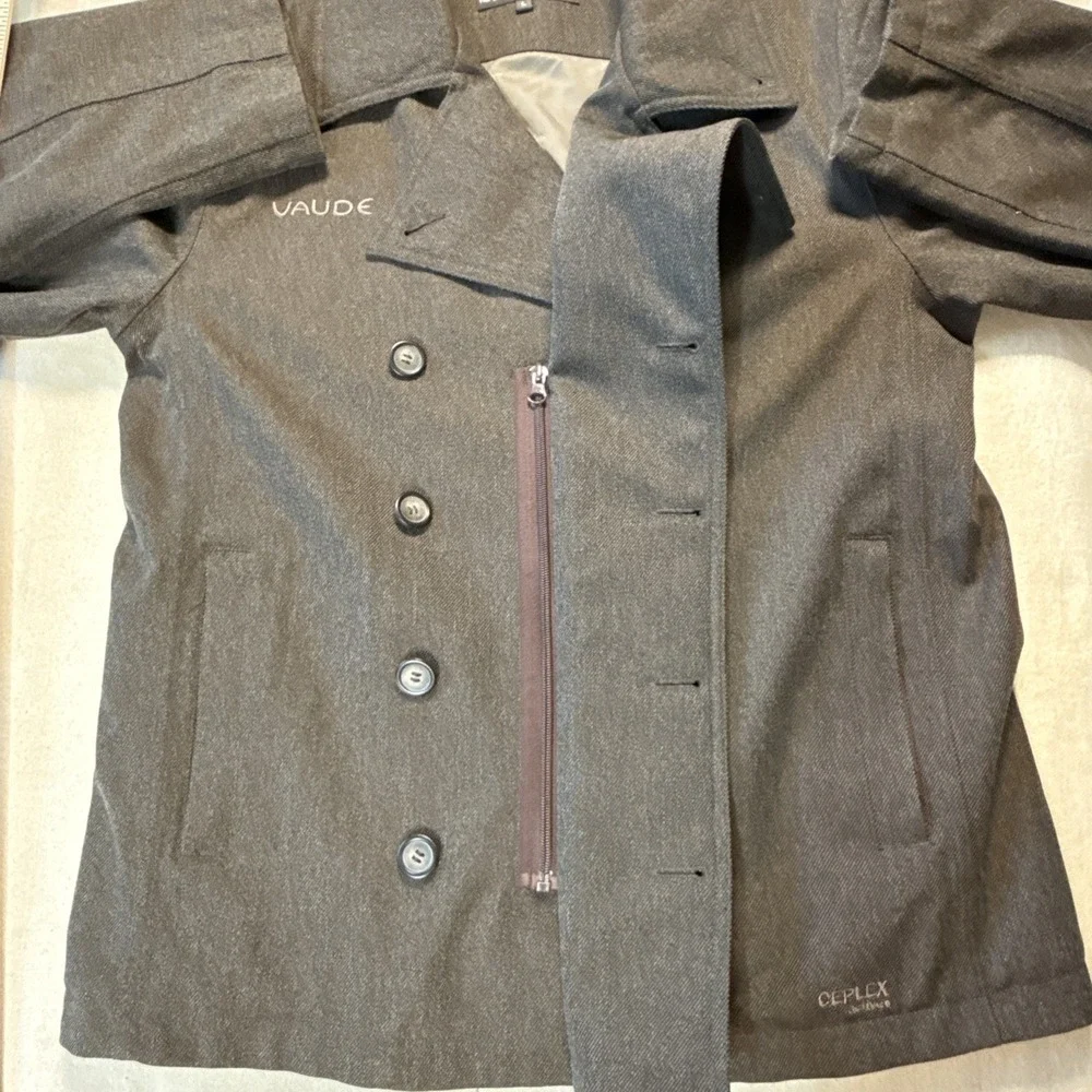 Men's Vaude Double Breasted Blazer Jacket Coat Sz L Gray Ceplex Active